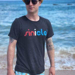 Model wearing Sinicle brand t-shirt that represents believing in youself.